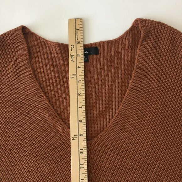 Lulus V Neck Sweater Womens Small Copper/Brown Dolman Sleeves - Picture 8 of 11
